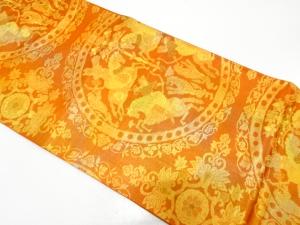 アンティーク　獅子狩り模様織り出し袋帯（着用可）